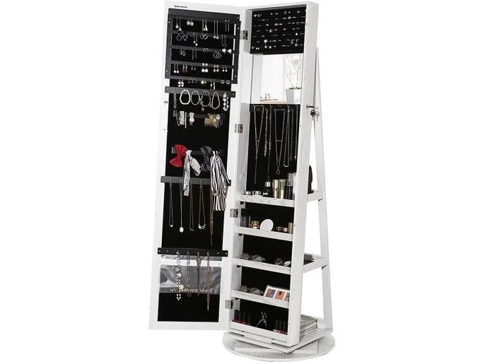 Songmics Schmuckhalter Weiss, 54 cm/ 55 cm x 160 cm/ 161 cm Schmuckschrank