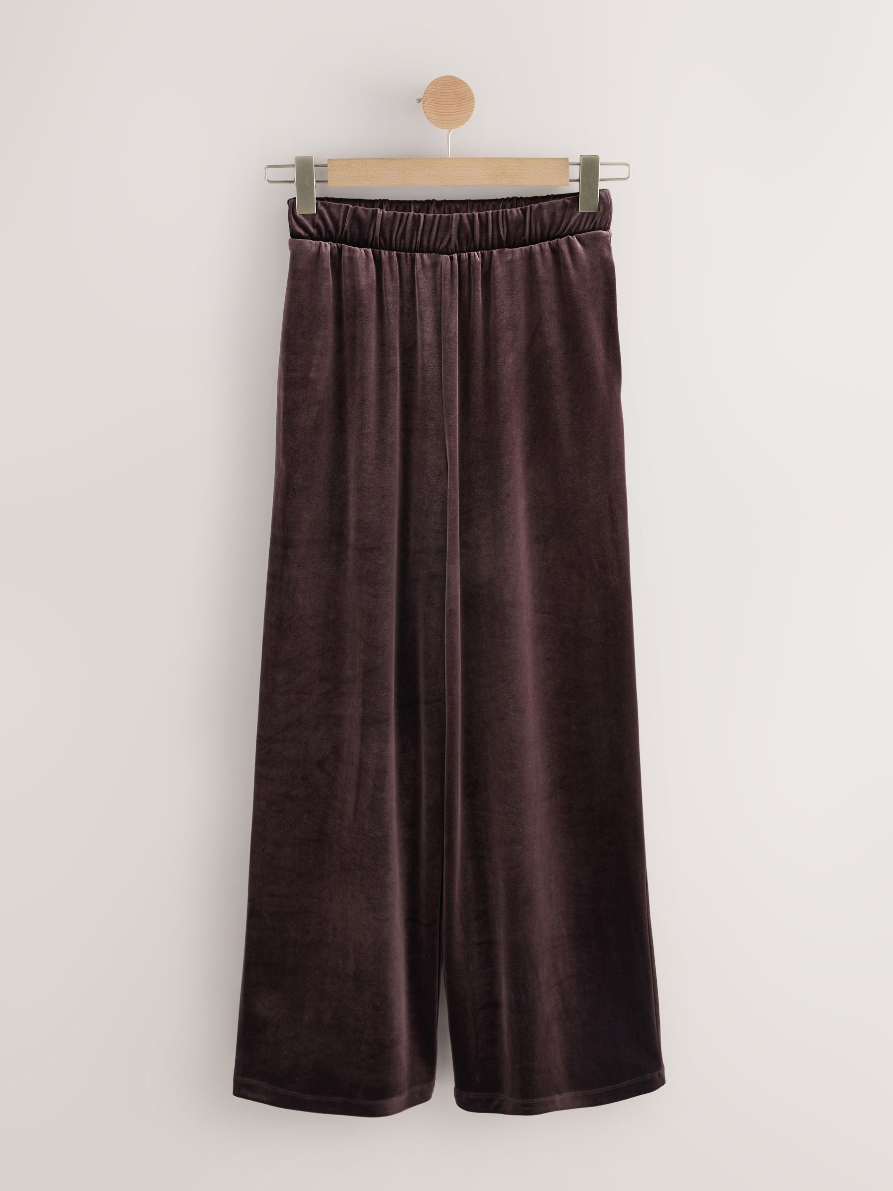 Mokkabruin - Fluwelen broek met wijde pijpen