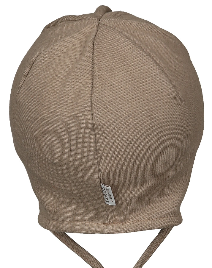Binde-Mütze DINO BOY mit Schirm in beige