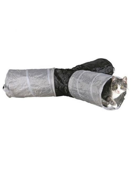 Trixie Speeltunnel Nylon - Kattenspeelgoed - Ø22x50 cm Donkergrijs Lichtgrijs