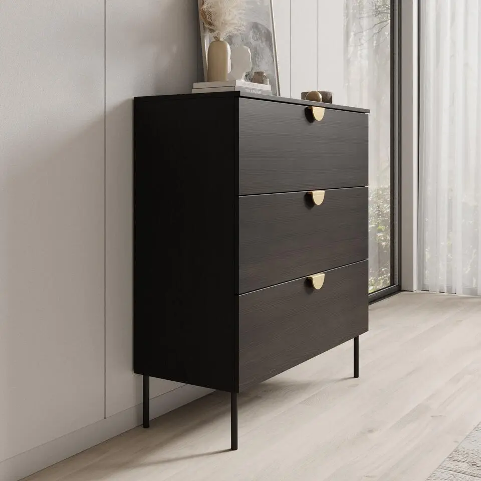 Meubella - Ladekast Monor - Zwart eiken - 100 cm