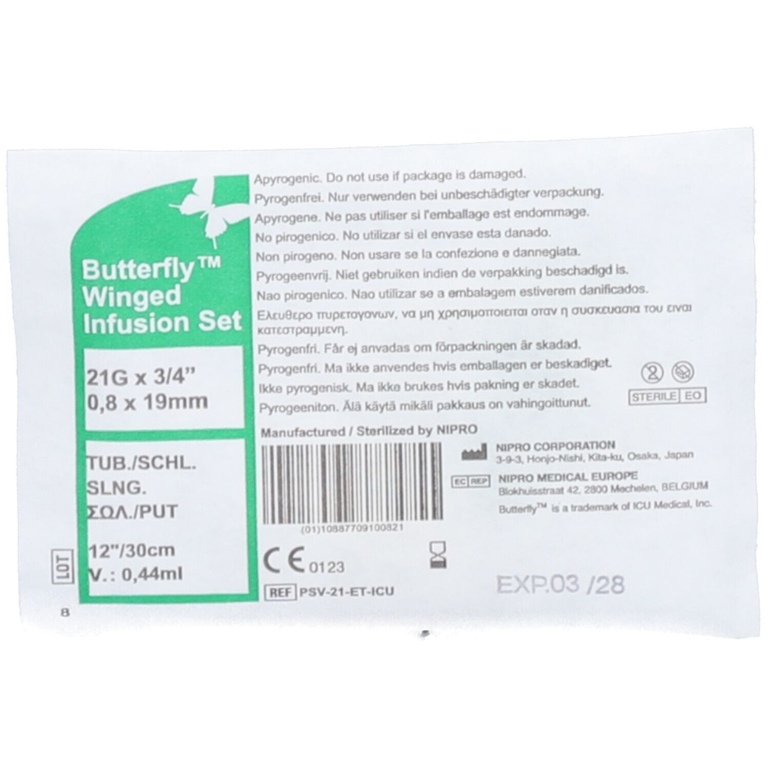 Butterfly Flügelkanüle 21 G grün