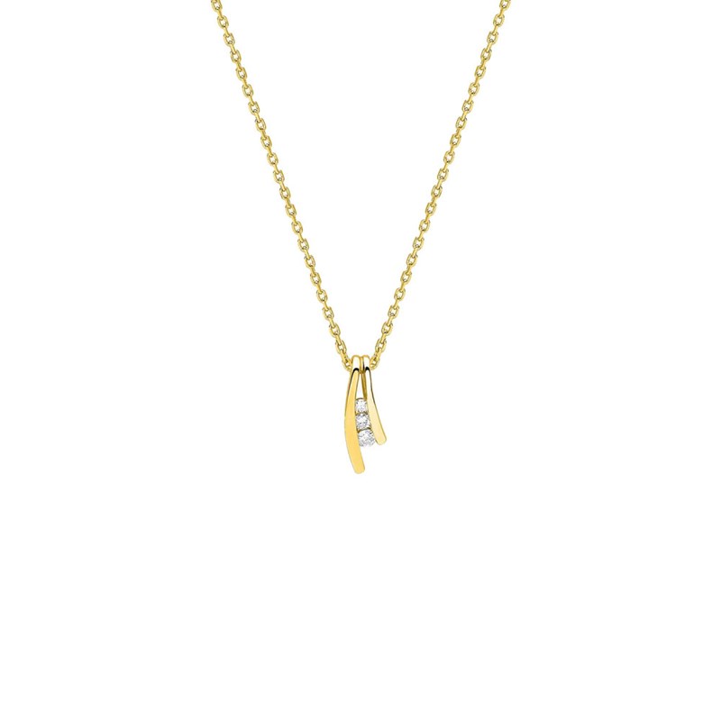 Collier Femme - Or 18 Carats - Diamant 0,05 Carats - Longueur : 42 cm