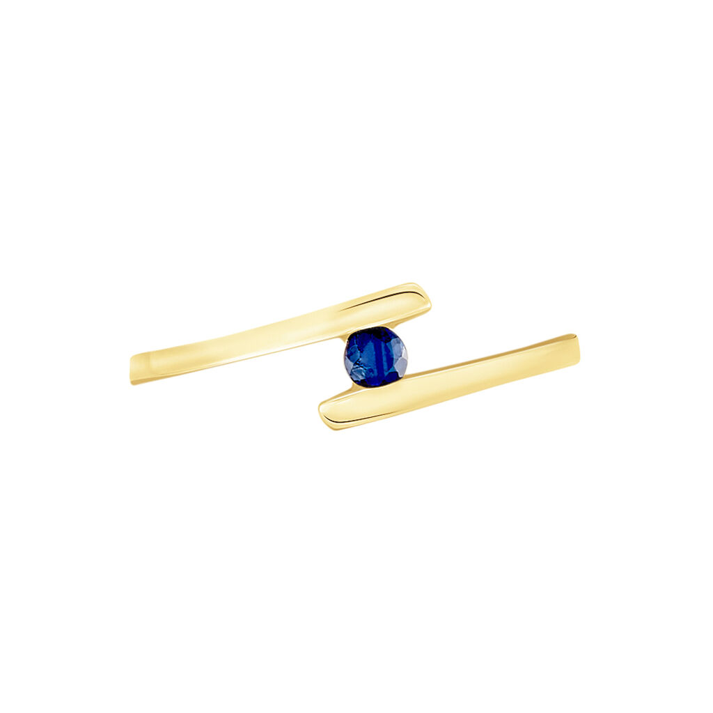 Bague Serti Couteau Or Jaune Saphir