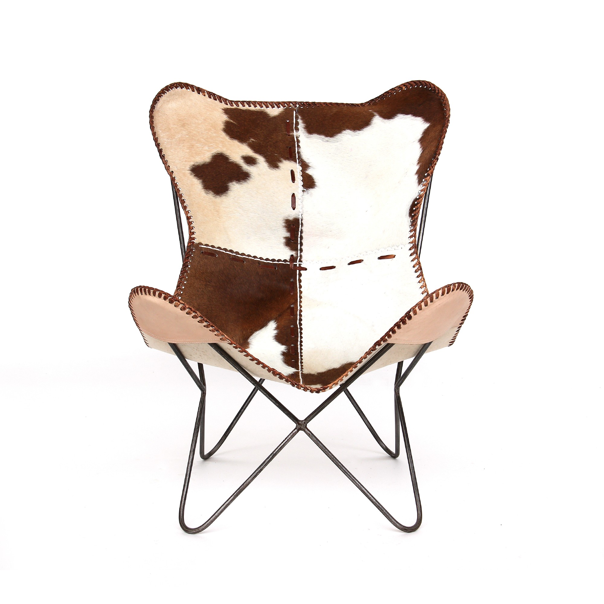 Lounger 'Mark', braun-weiß, vernickelt, T 70 cm, B 76 cm, H 92 cm von fischer's lagerhaus