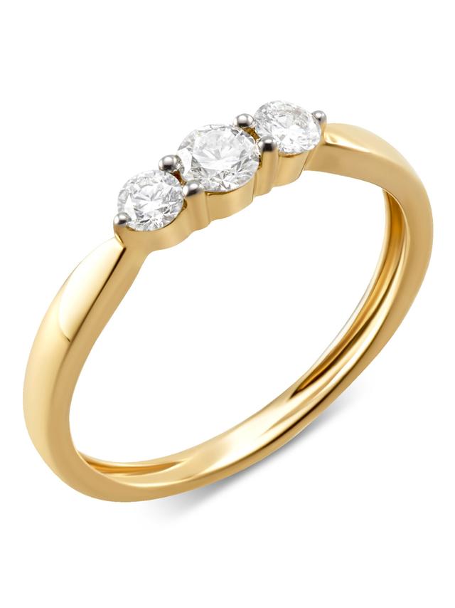 Trilogie-Ring, Brillant, feines Weiß, SI, Gold 585