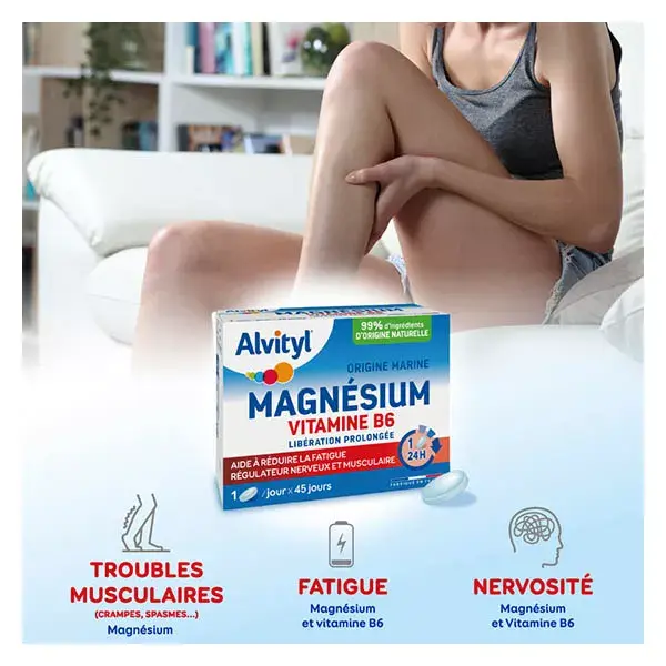 Alvityl Magnésio Vitamina B6 de Liberação Prolongada, indicado para maiores de 12 anos, 45 comprimidos