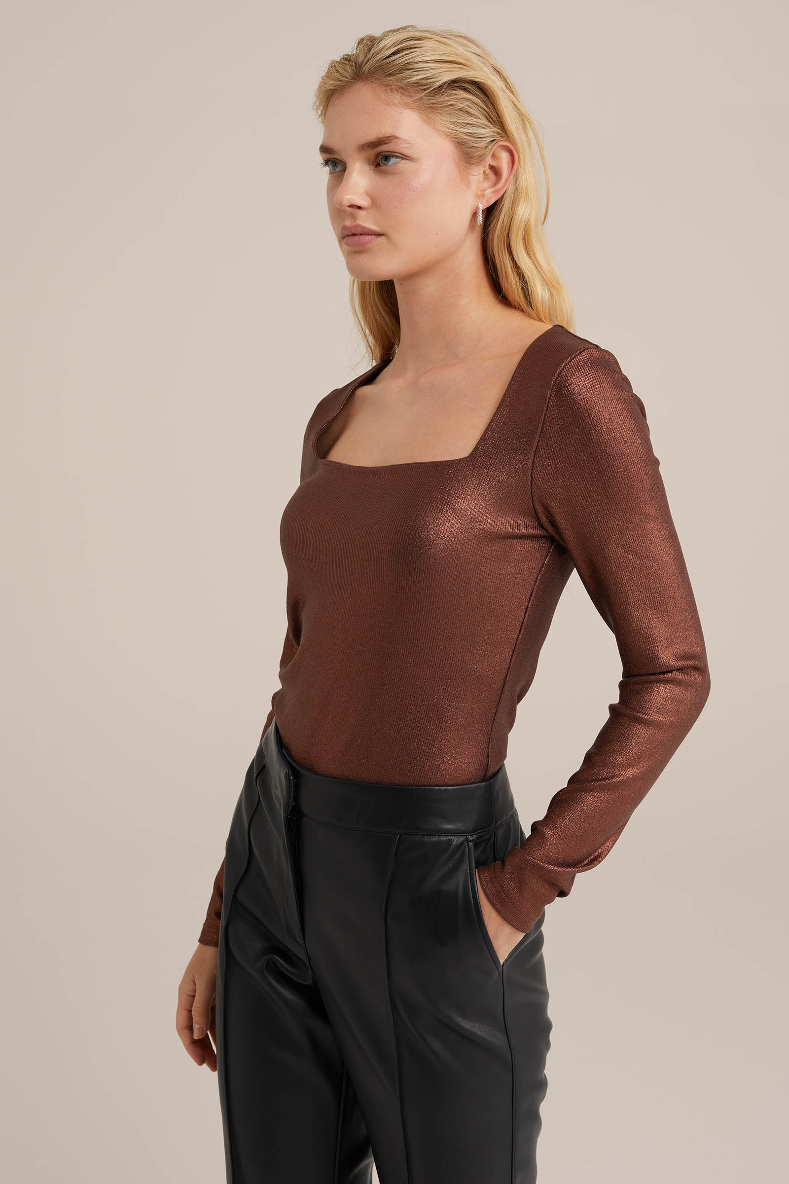 metallic top WE Fashion Brons