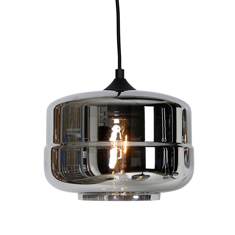 Art deco hanglamp zwart met smoke glas 6-lichts - Wallace