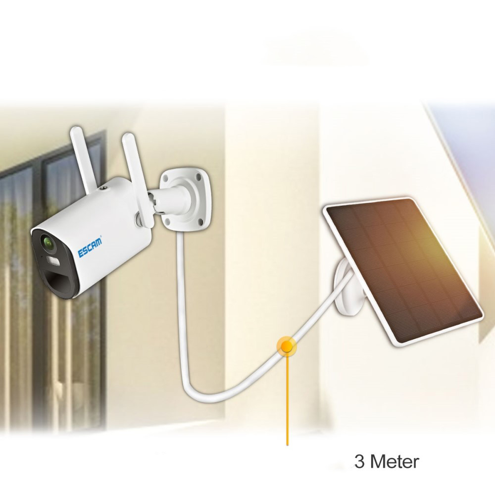 4G SIM Solar IP Kamera FullHD 1080p Infrarot LED's Nachtsichtfunktion   Akku (14400mAh) / Micro SD / Wandhalterung iOS/Android (IP66) - Weiss