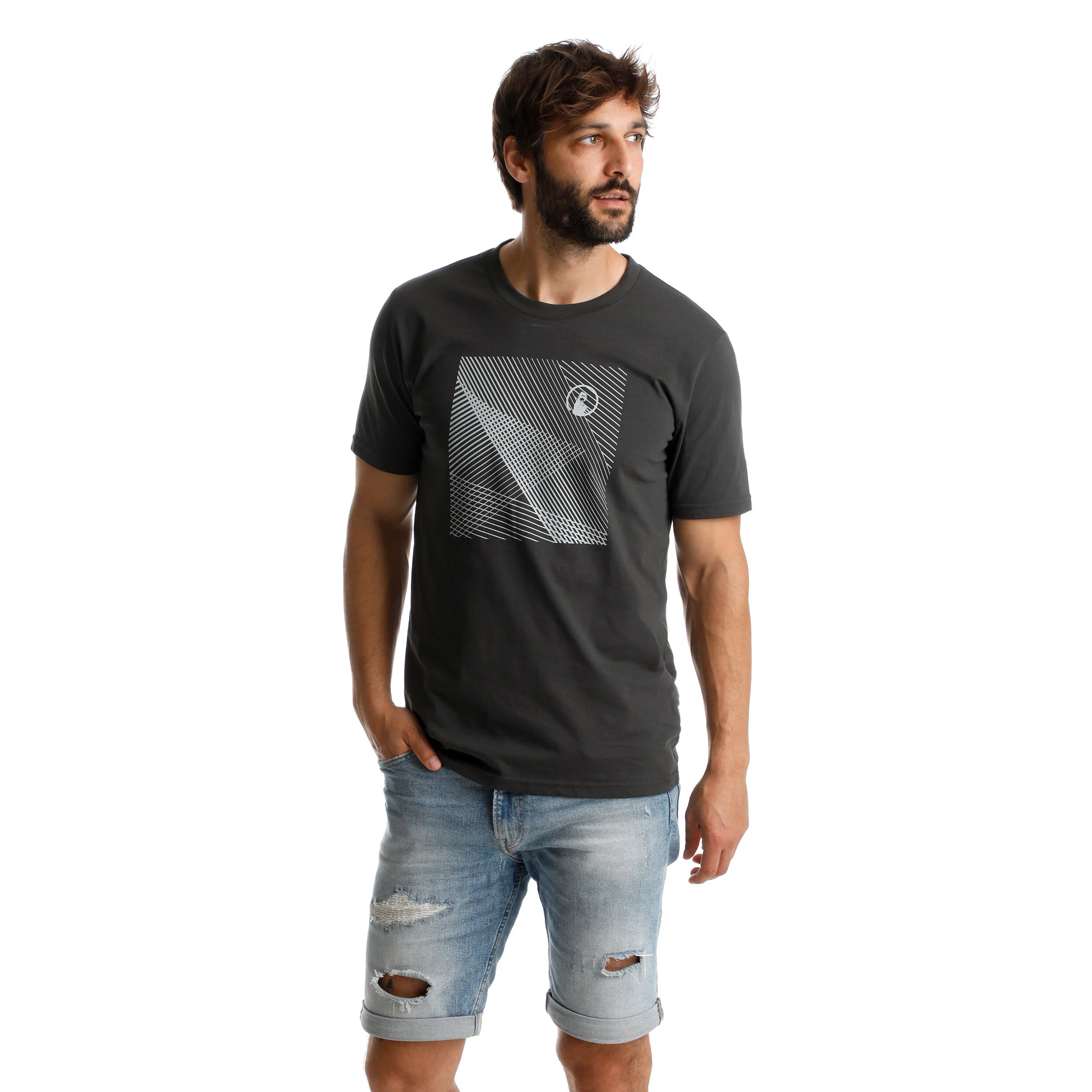 Quiet Please Square Lines T-shirt Hommes - Anthracite