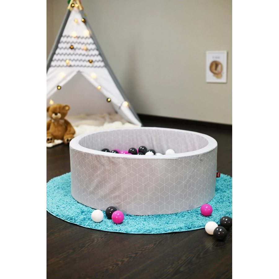 knorr toys® Bällebad soft - Geo cube grey - 300 balls cremegreyrose grau
