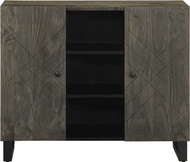 vidaXL - Dressoir - Zwart - Massief Mangohout - 90x33x75 cm