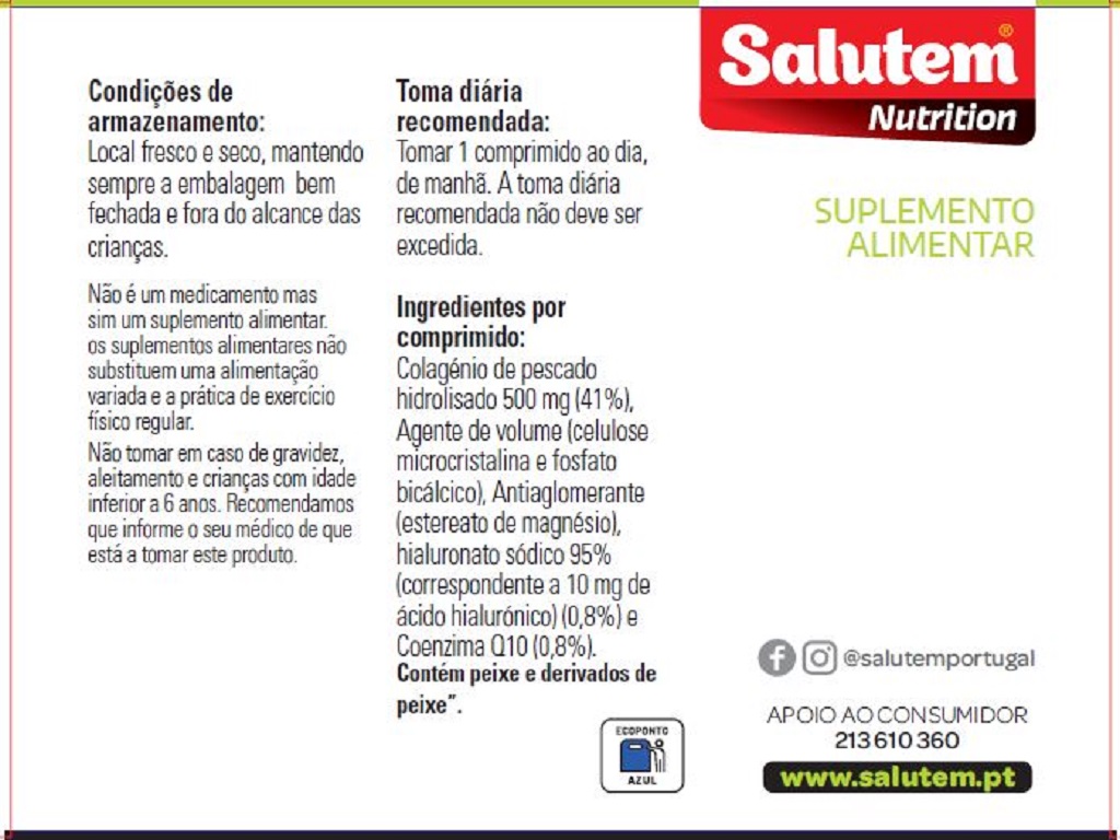 SUPLEMENTO SALUTEM COLAGÉNIO 30 COMPRIMIDOS