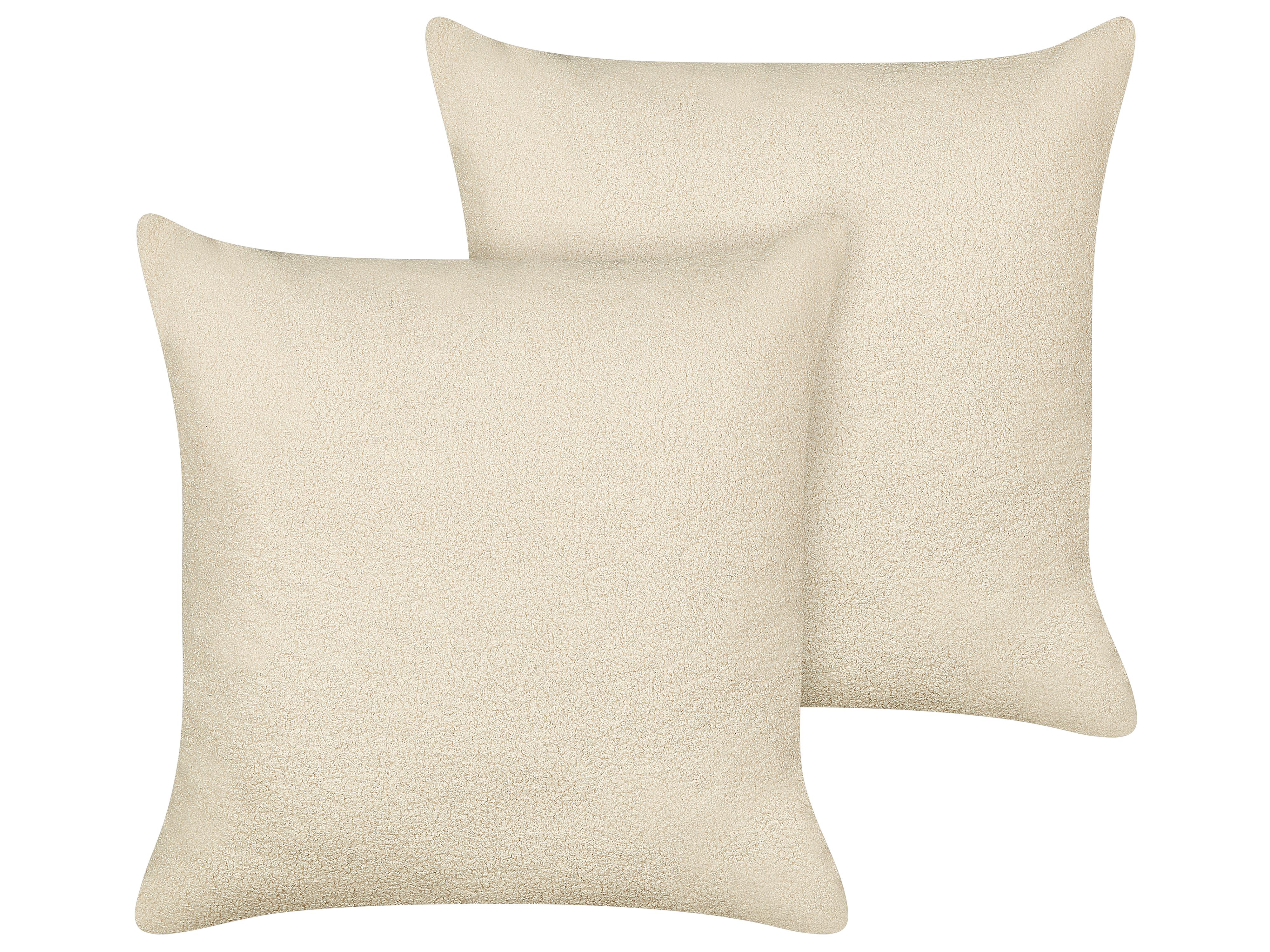 Set van 2 sierkussens LEUZEA Bouclé 60 x 60 cm Beige effen