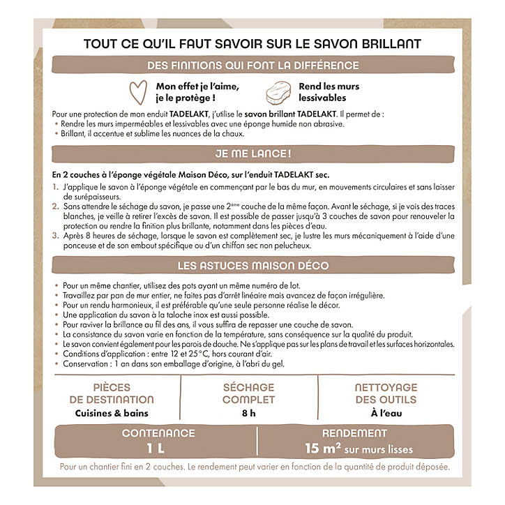 Savon brillant Maison Déco Tadelakt 1L