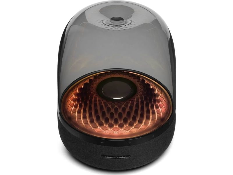 Harman/Kardon Aura Studio 4 Schwarz Bluetooth-Lautsprecher mit transparenter Kuppel und thematischer Beleuchtung