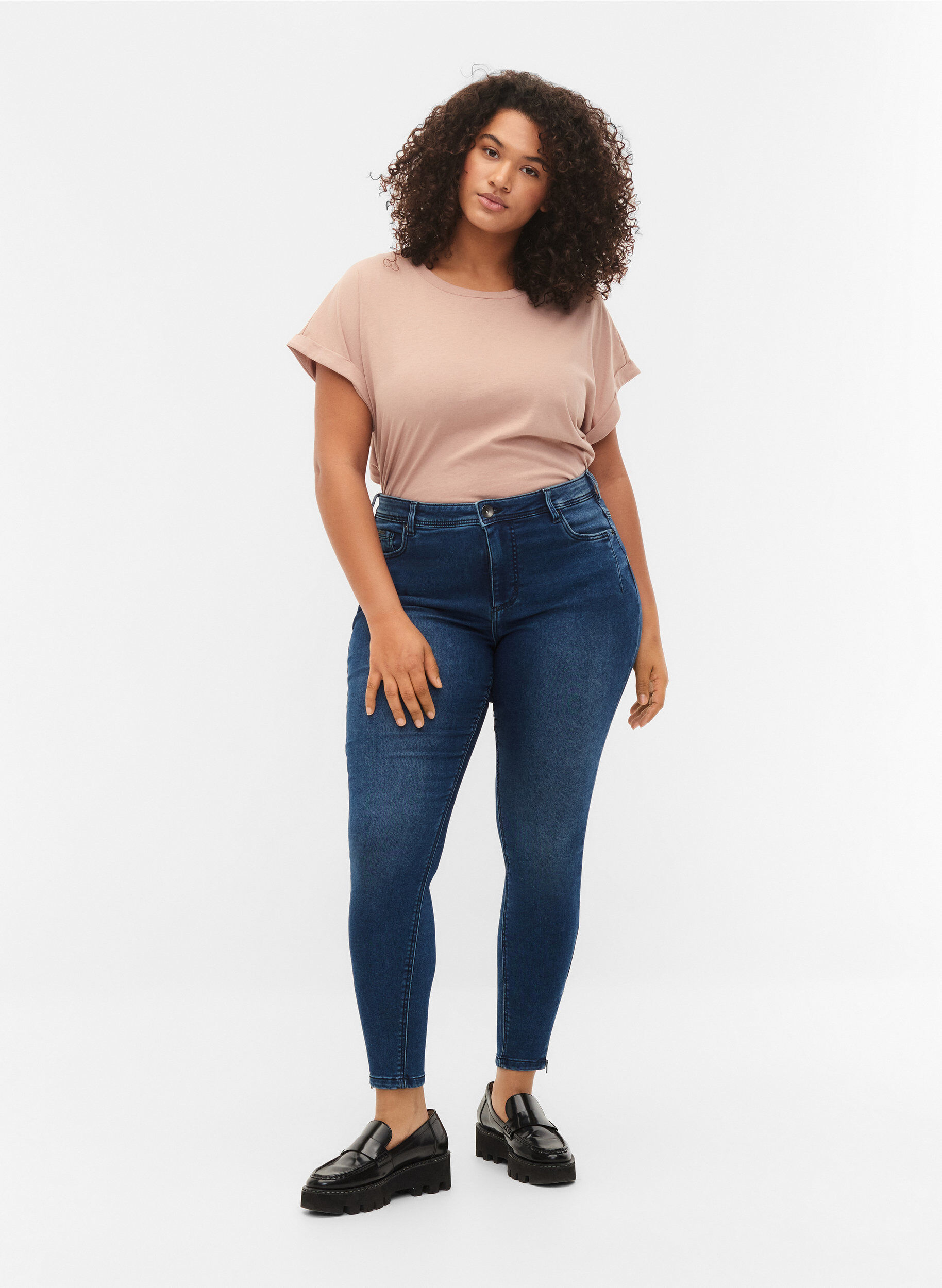 Cropped Amy jeans med lynlås