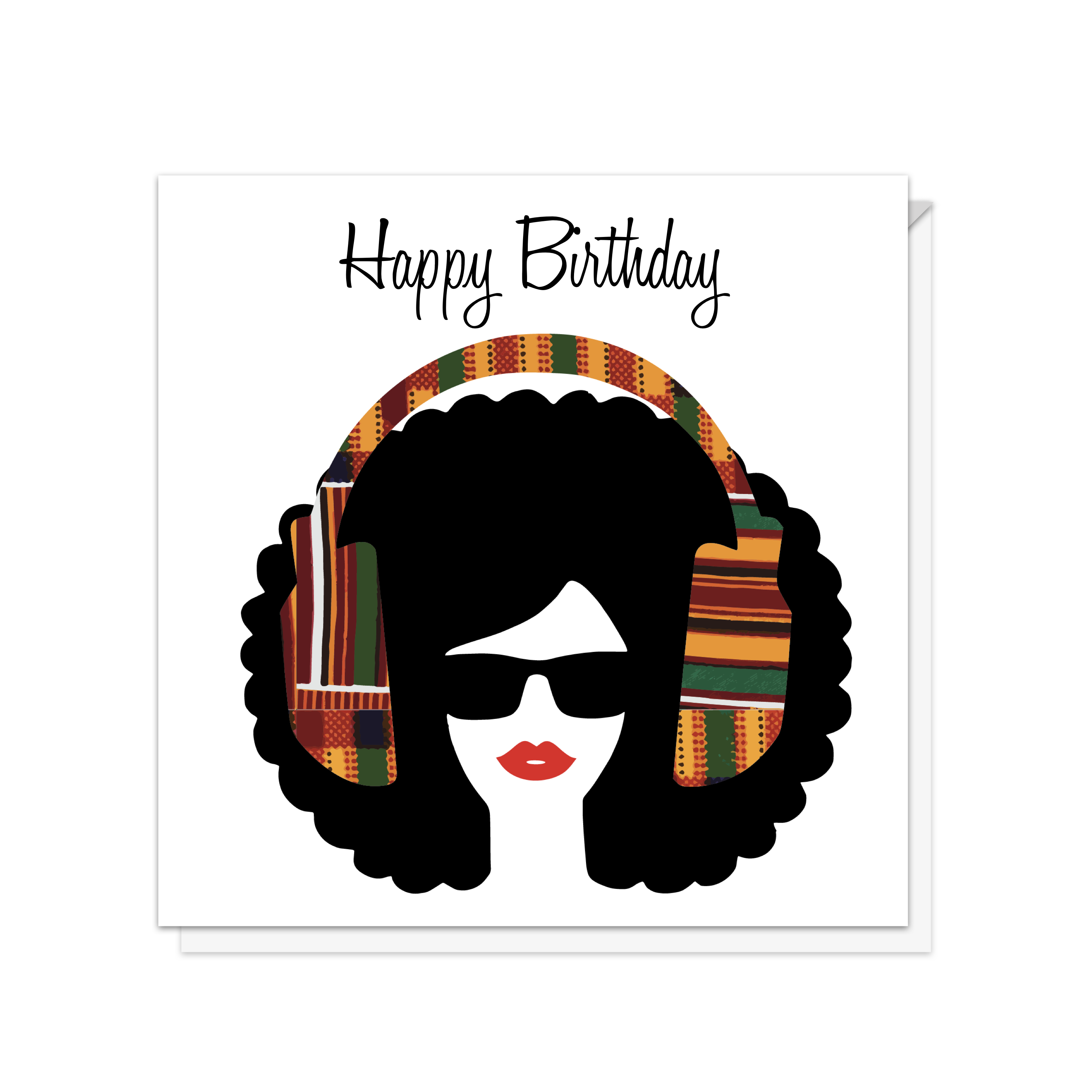 Afro Lips Girl & Headphones Card