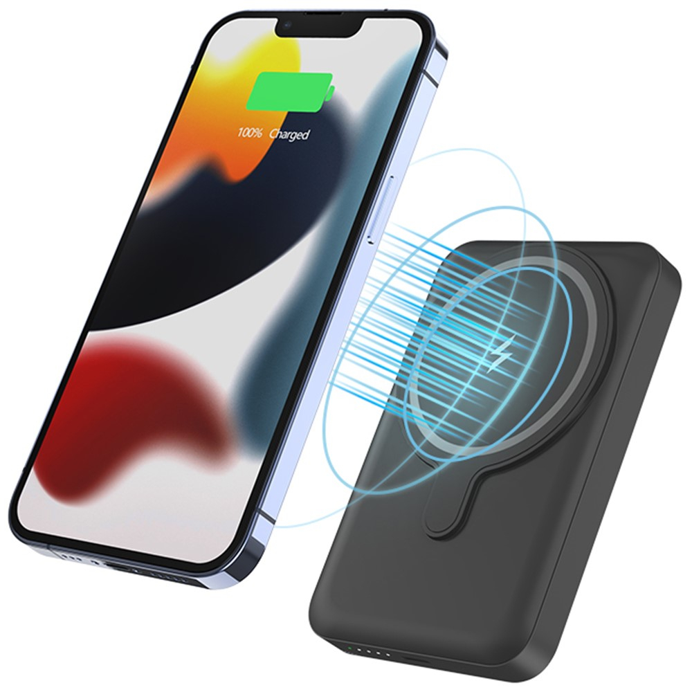 (22W) 10000mAh Magnetisches MagSafe PD Ladegerät USB C Powerbank   Kickstand - Schwarz