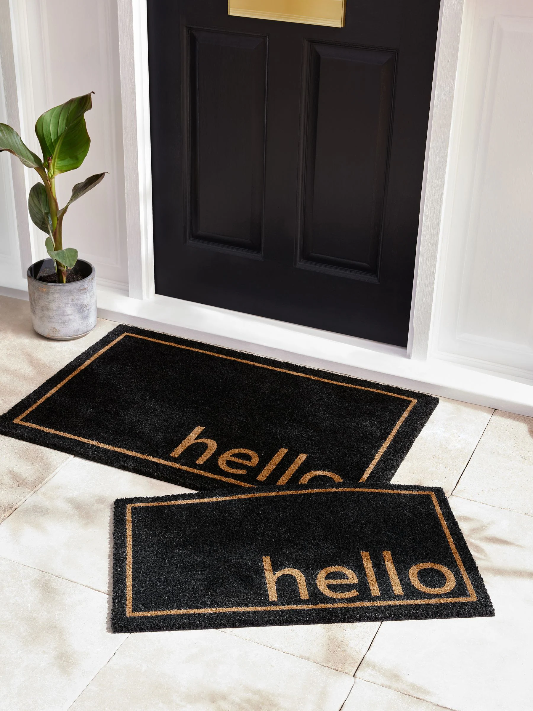 Hello Slogan Coir Doormat
