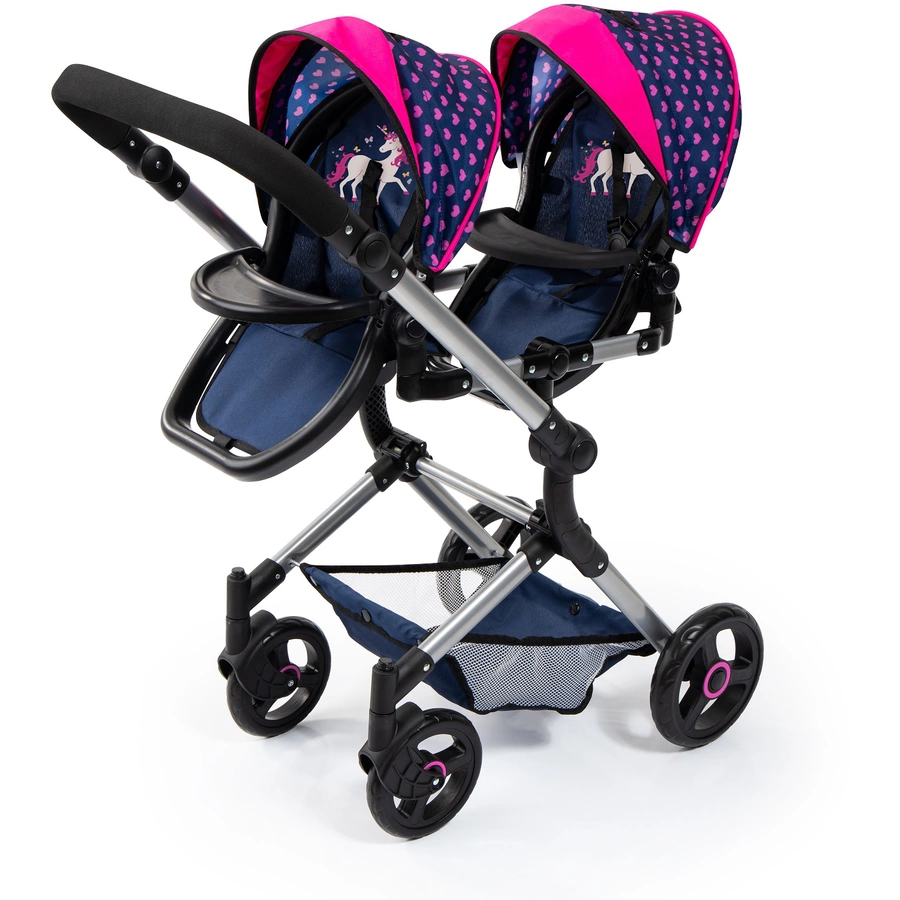 bayer Design Zwillings-Puppenwagen Twin Neo mit Einhorn