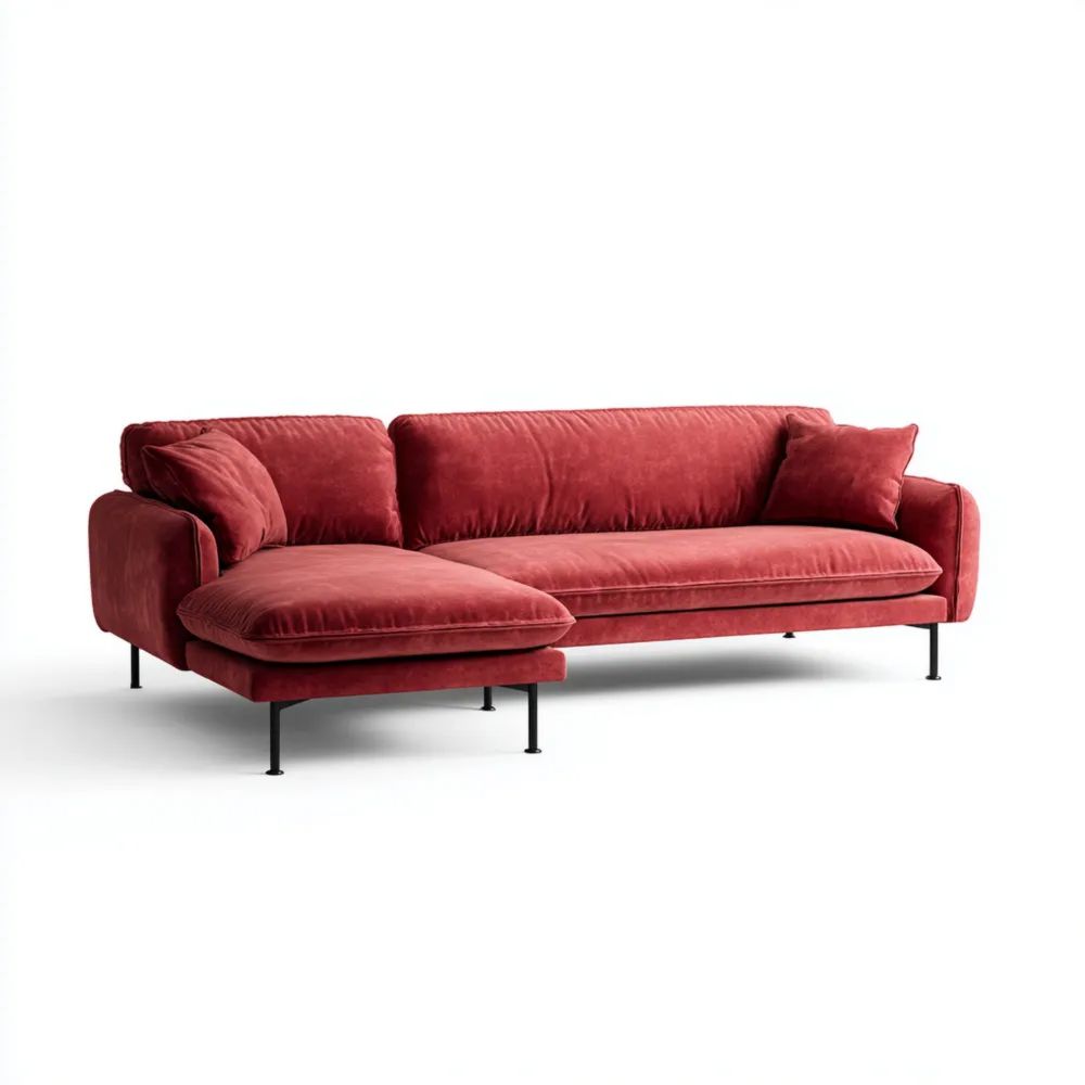 Ecksofa Samtstoff 280x160x85 cm – Rot – Modernes Design