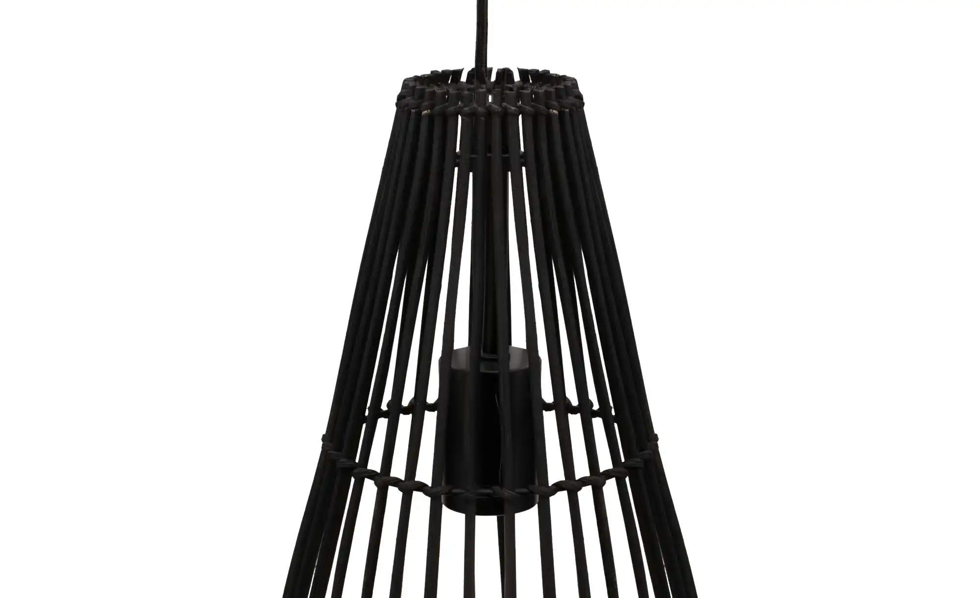 Pendelleuchte, 1-flammig, Rattan/schwarz