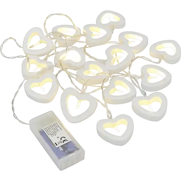 LED-Lichterkette Holz Herzen