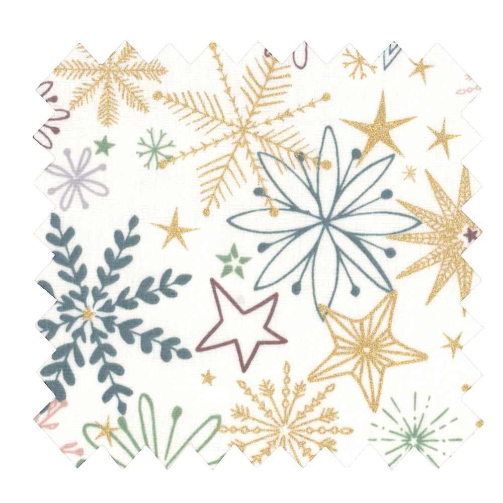 Coupon Tissu 50 Cm Ex2447 Étoiles De Noel Blanc Cassé