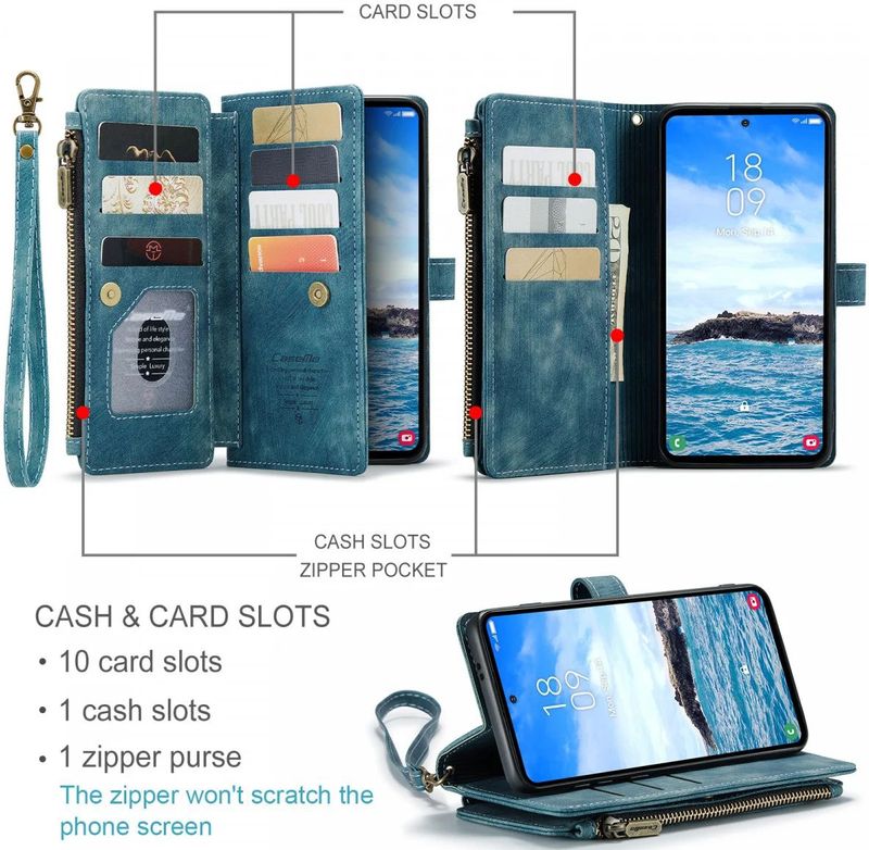 CaseMe - C30 - Hoesje - Samsung Galaxy S24 Plus - Blauw - Pasjeshouder Book Case