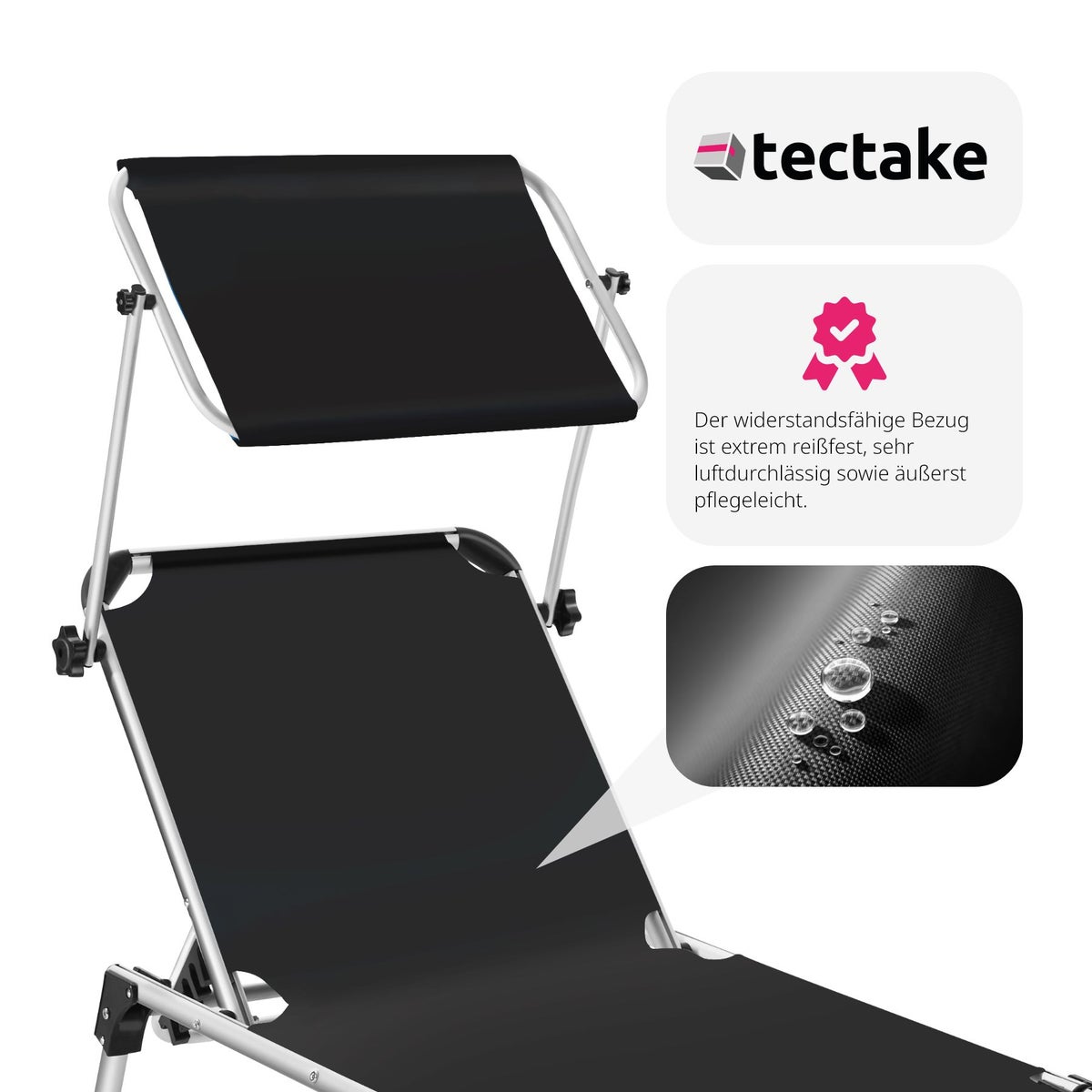 tectake Aurelie opvouwbare ligstoel 217 x 60,5 x 72 cm