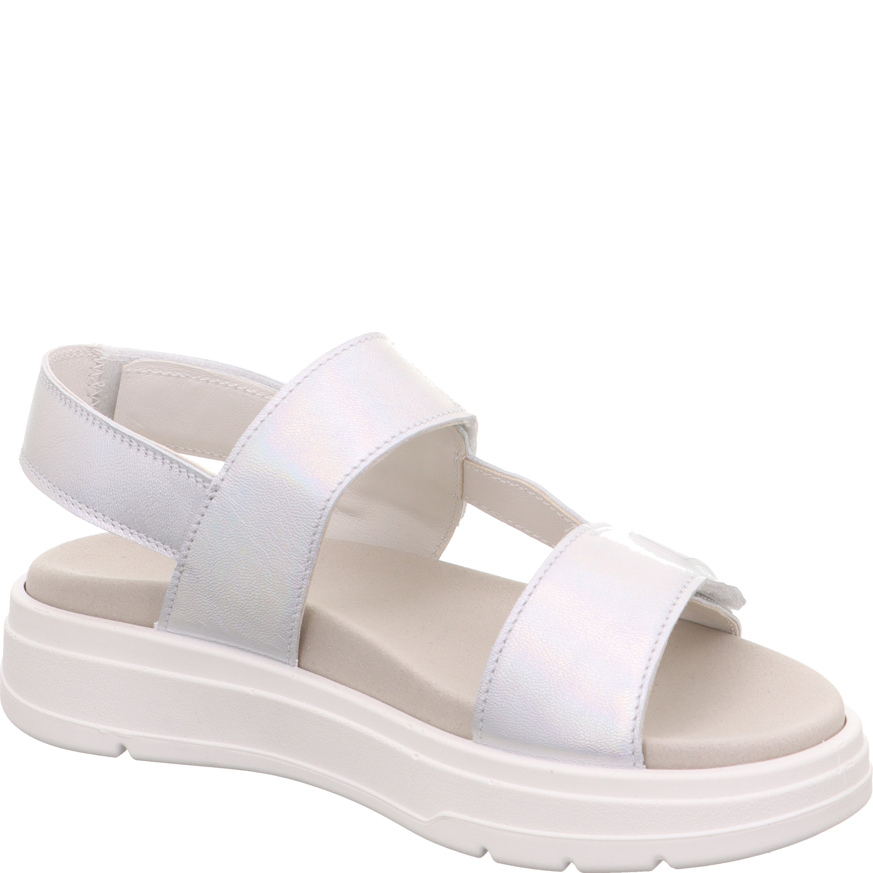 legero SUNWALKER Damen  Plateau-Sandale mit Klettverschluss - Farbe: Metallic Silver - Größe: 41