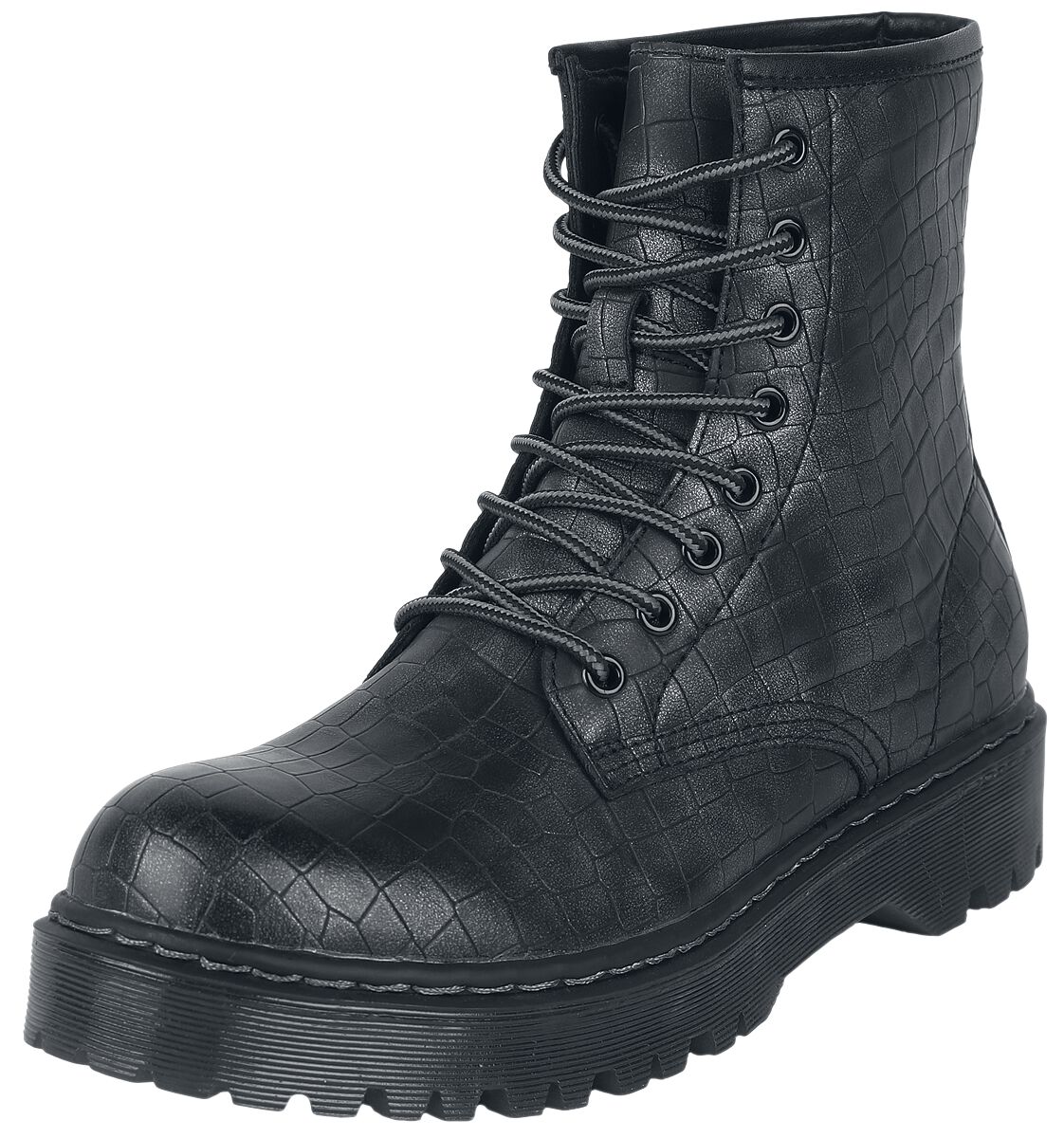 Bottines Lacées Motif Crocodile | Black Premium by EMP Bottes