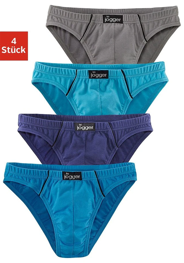 le jogger® Slip »Minislip« Packung, 4 Stk. , knappe Form, schöne Farben mit kontrastfarbenen Pipings