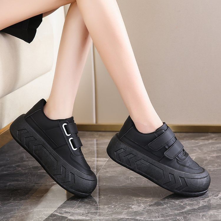 Asterisk - Platform Adhesive Strap Plain Kunstleren Sneakers