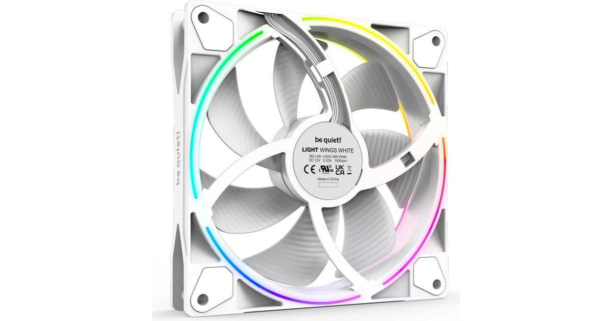 be quiet!Light Wings PWM RGB case fans  (Wit, 3 stuks, 140 x 140 x 25 mm, Incl. controller)