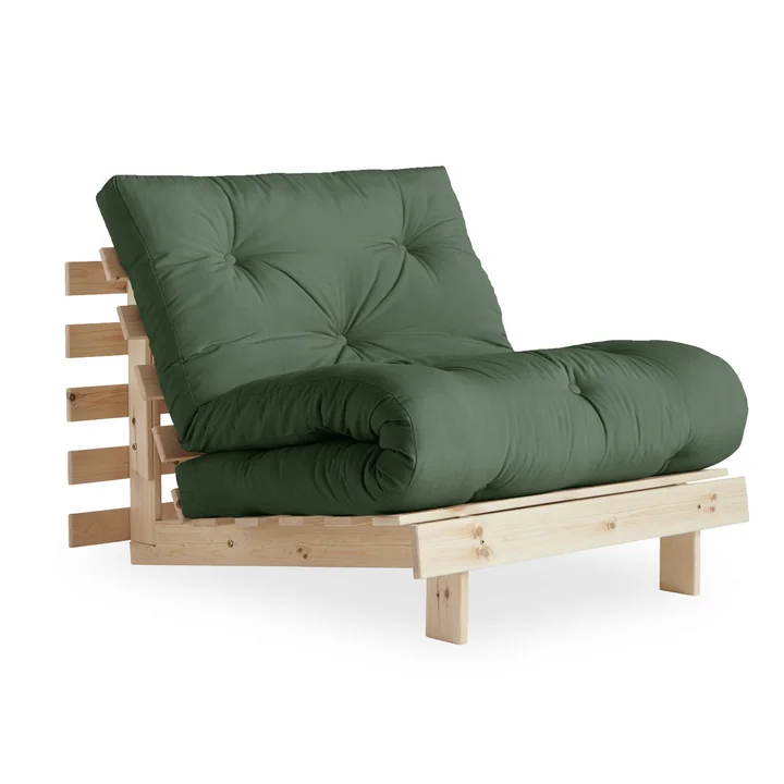 Karup Design - Roots Schlafsessel 90 cm, Kiefer natur / olivgrün (756)