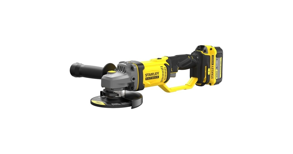StanleyFATMAX V20 18V Haakse slijper  (Geel/zwart, Koffer, 2 accu's (4.0Ah) en oplader (4A) inbegrepen)