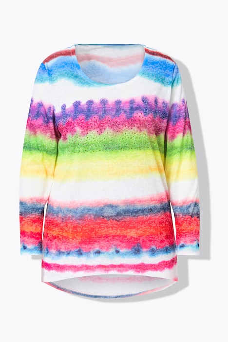 T-Shirt, A-Linie, Wasserfarben-Streifen