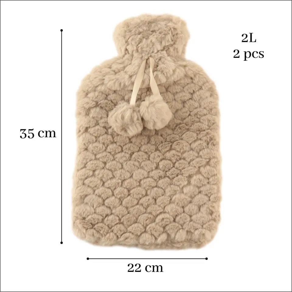 MARBEAUX Warmwaterkruik Set van 2 Stuks Kruik met Zachte Hoes Beige Magnetron...