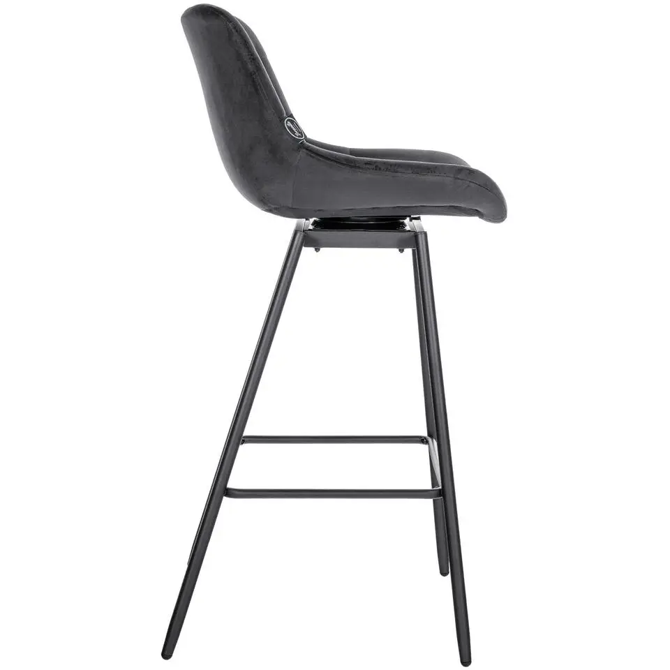 CLP Barkruk Weston zwart Frame - Fluweel - donkergrijs
