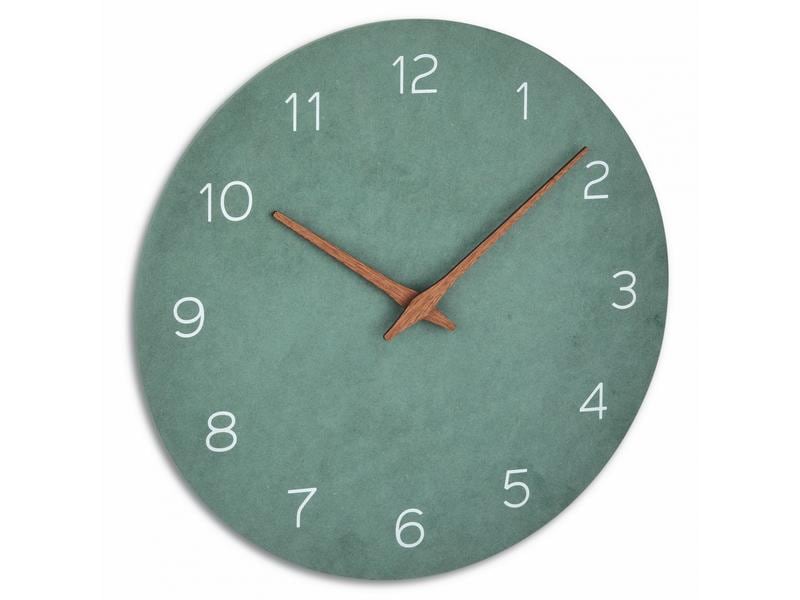 TFA Dostmann Wanduhr Analog mit Holz-Optik Ø 29.7 cm, Jade Analoge Wanduhr mit Zeigern aus Holz