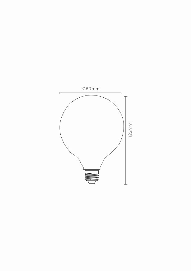 G80 LED lichtbron E27 8W 2700K opaal dimbaar 3-step