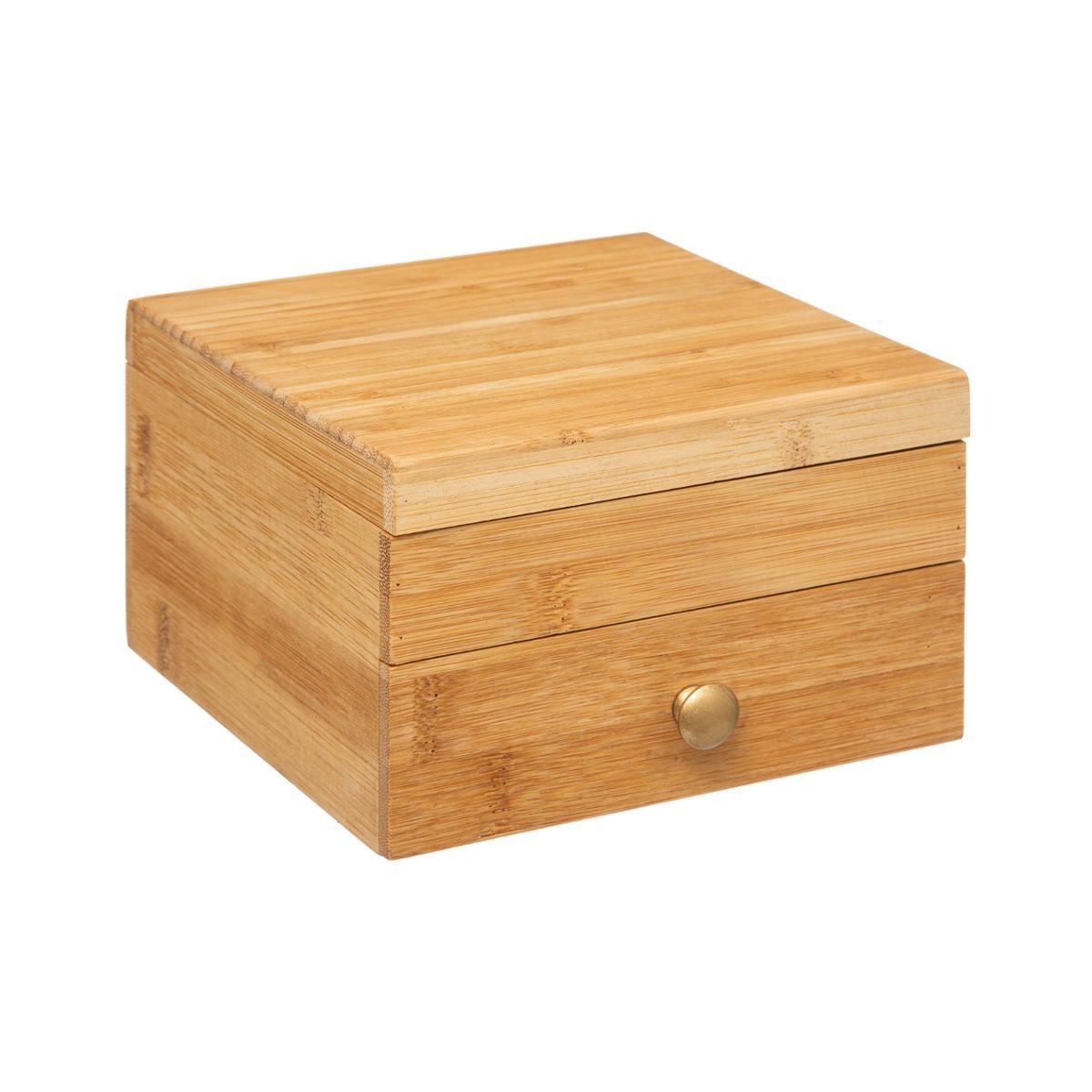 BOITE BIJOUX BAMBOU D.15X15X9.5CM