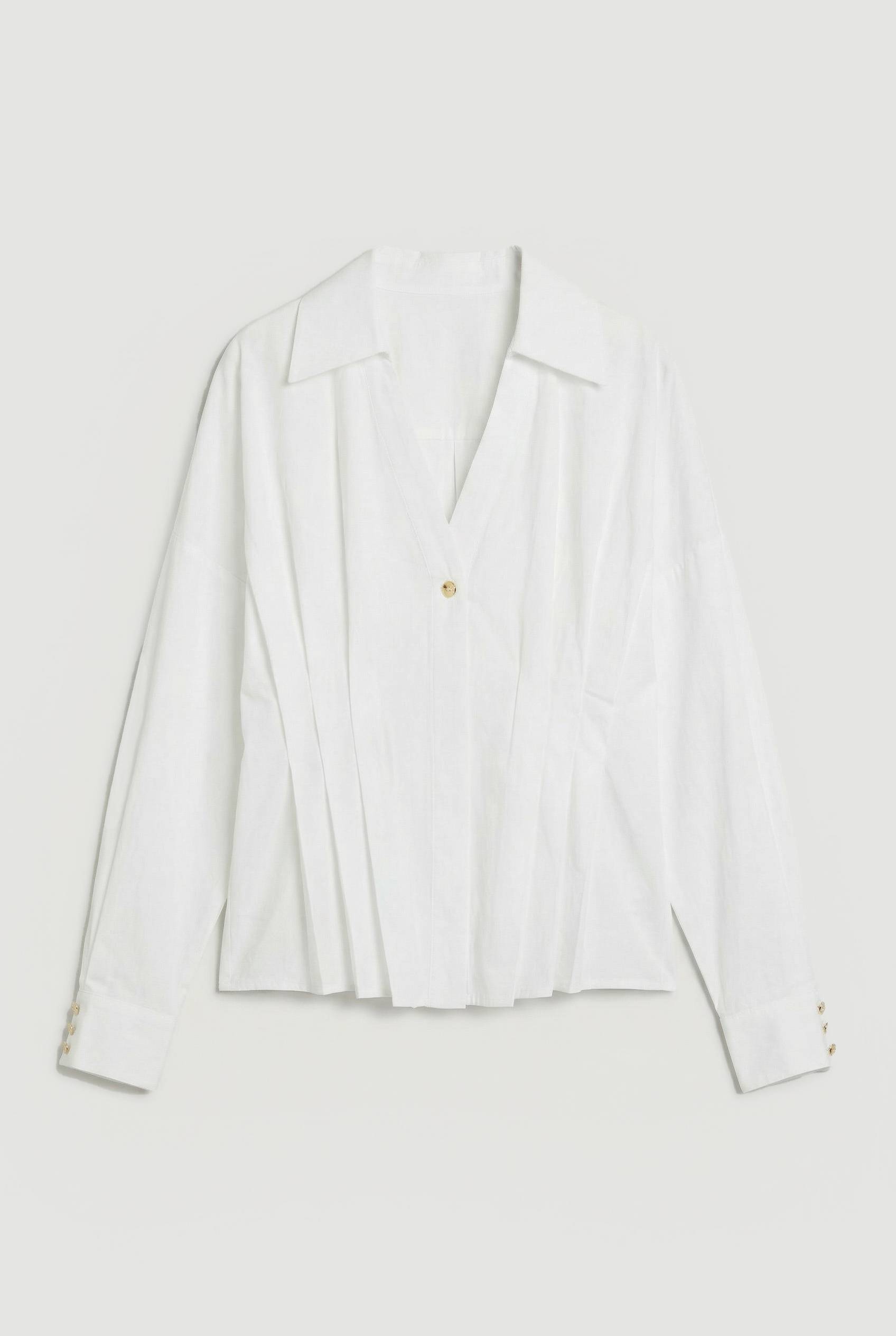 KarenMillen Chemise À Manches Longues En Coton Avec Détail Plissé