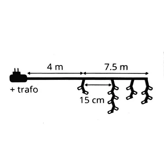 Stalactite lumineuse 7,50 m 175 LED câble blanc Stars Blanc froid
