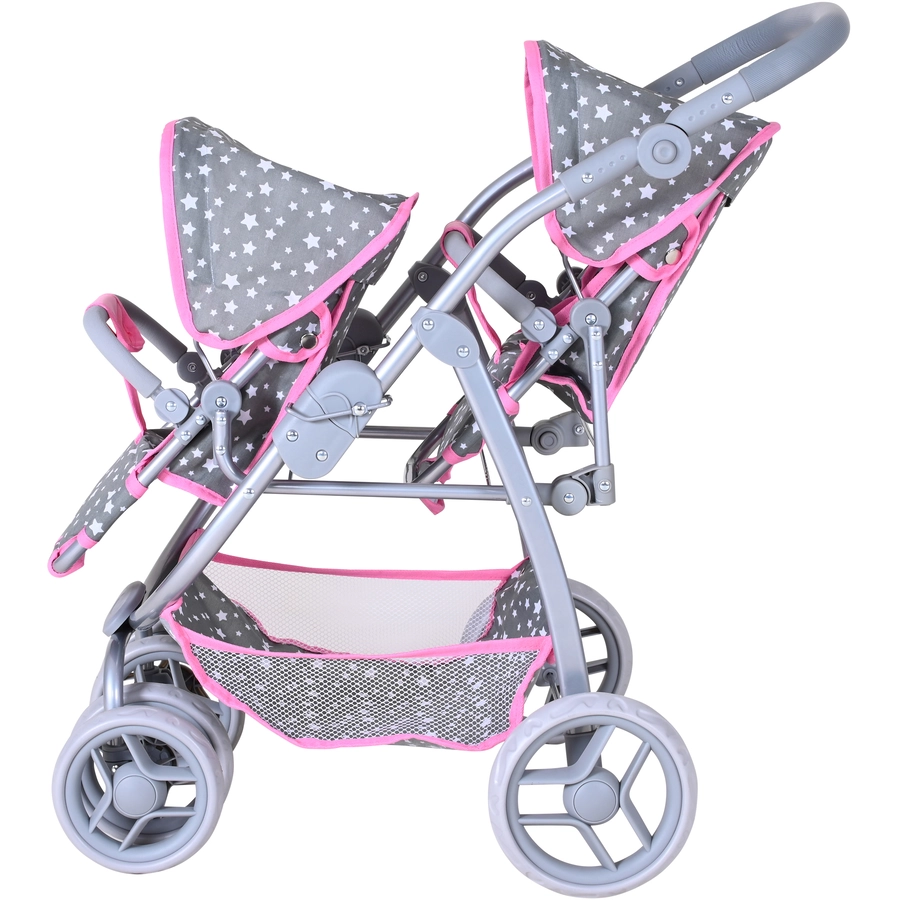 knorr toys® Zwillingspuppenwagen Milo - Star grey