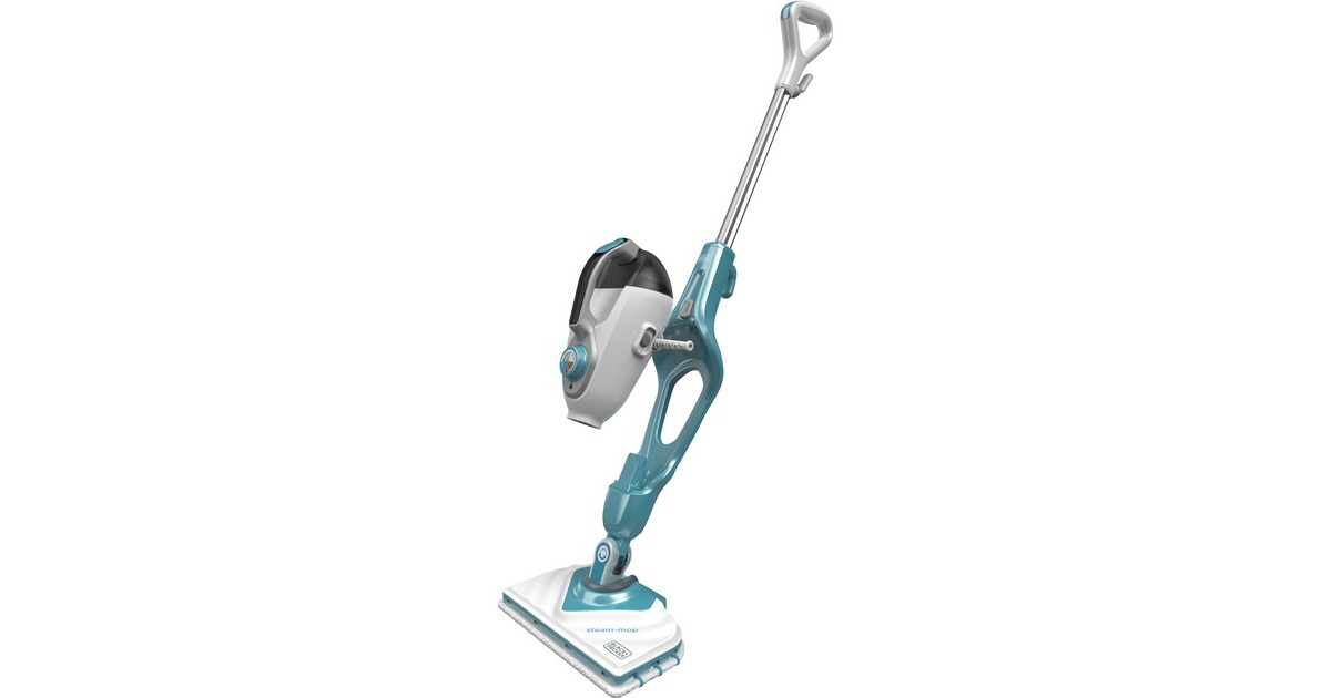 BLACK+DECKERBHSM1610DSM 1600W Steam-mop met SteaMitt, deltavoet en 15 accessoires stoomreiniger  (Wit/blauwgrijs)