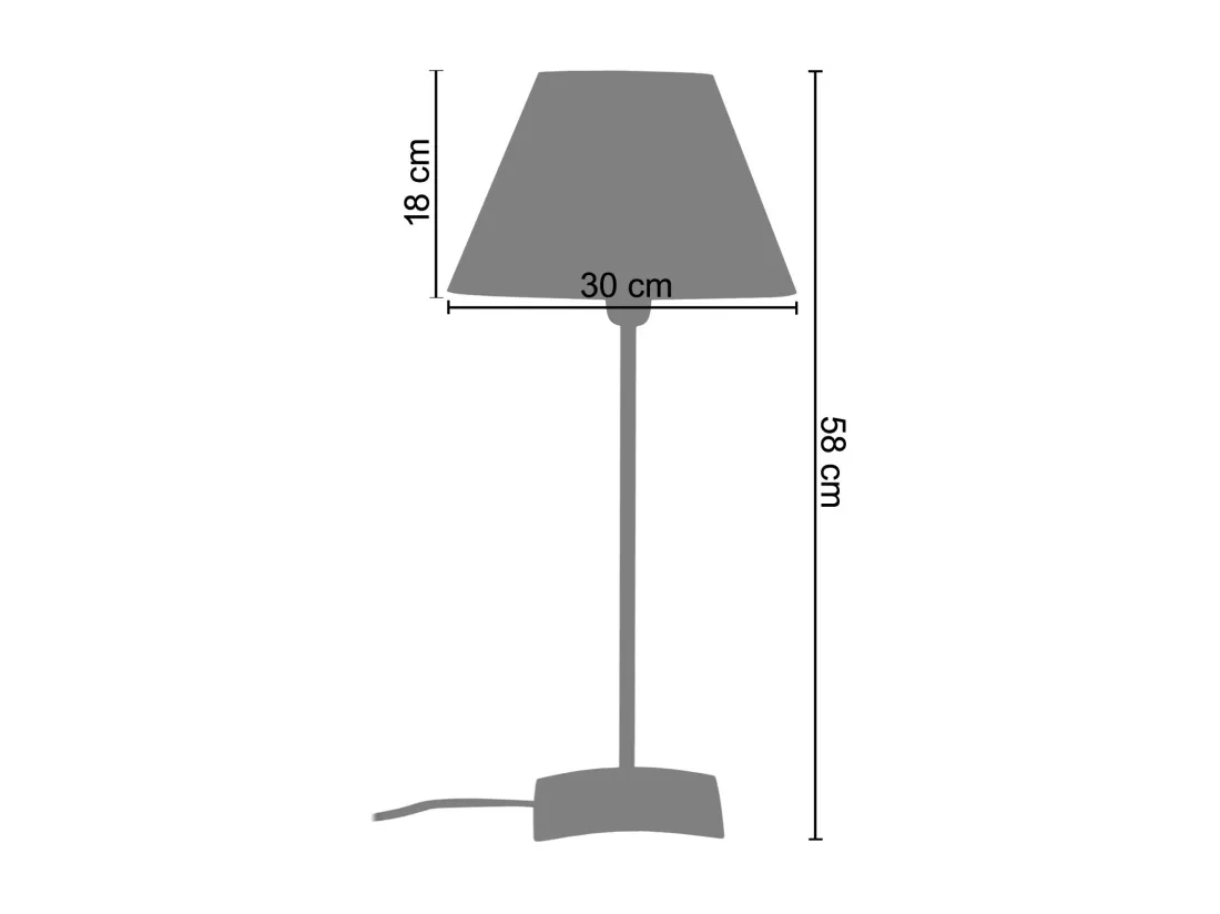 Lampe de chevet droit métal noir 58 cm.